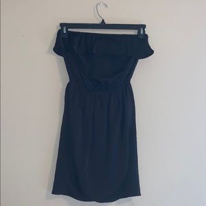 Lush Black Strapless Ruffle Dress